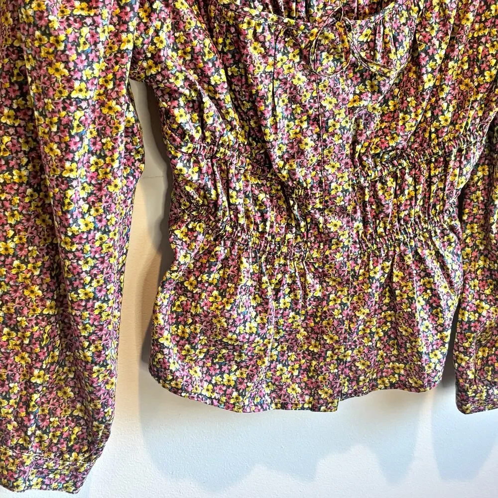 J. Crew Cinched Waist Organic Cotton Top in Liberty Busy Izzy Fabric - size 10